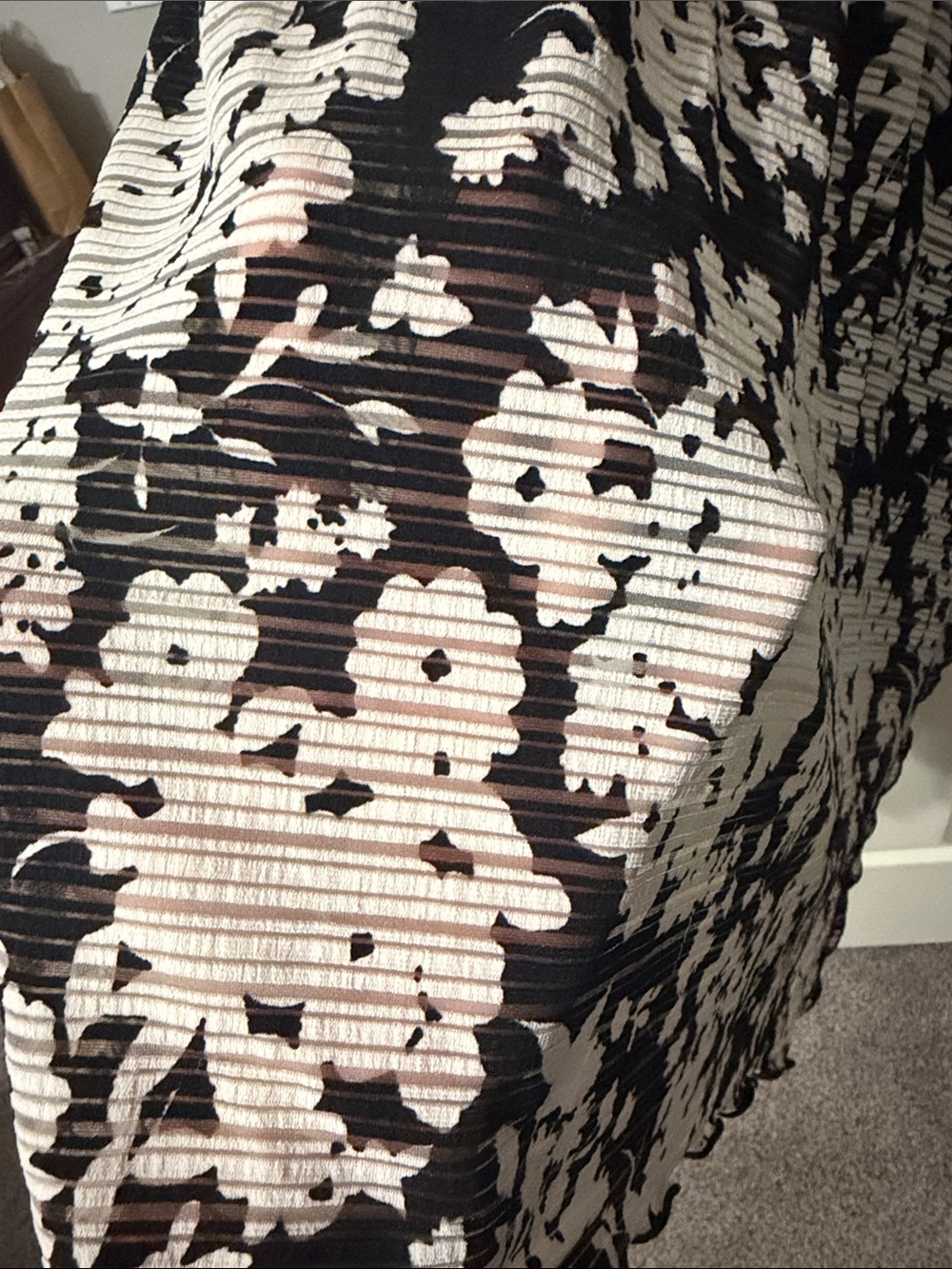Women’s Black and White Floral Handkerchief Hem Dress - Picture 6 of 6